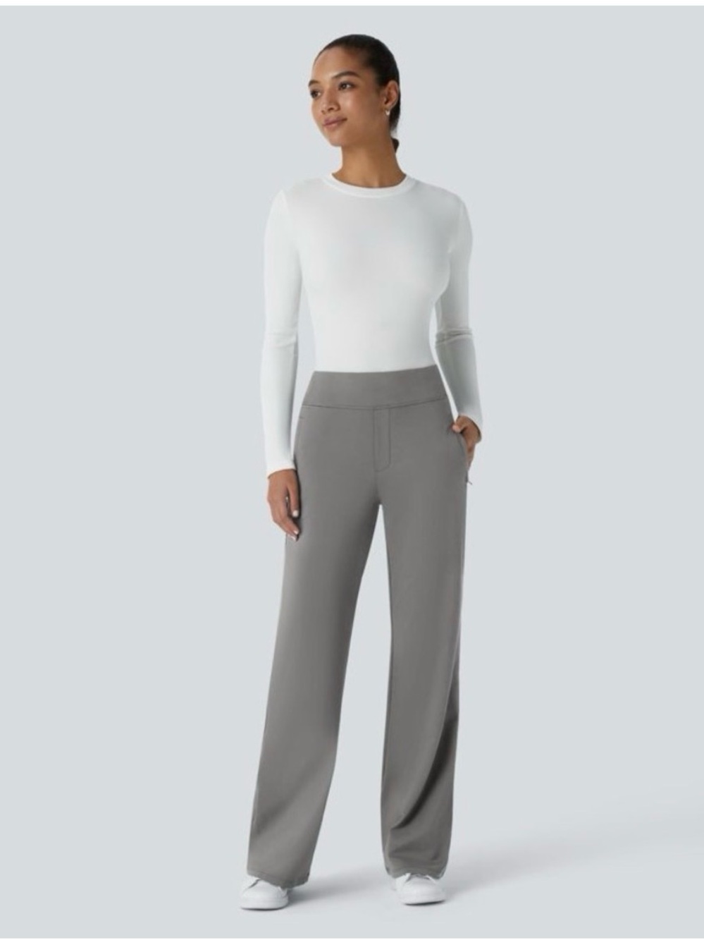 Halara Flex DayStretch Mid Rise Side Zipper Pocket Work Flare Pants